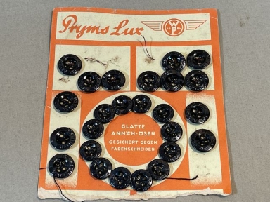 Original WWII Era German Card of Pryms Lux Buttons, FOR GENTLEMEN