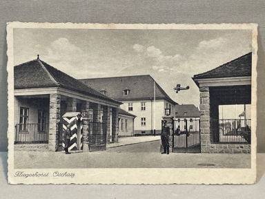 Original Pre-WWII German Military Themed Postcard, Aerodrome Oschatz