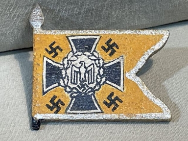 Original Nazi Era German Hand-Painted Wooden Flag Pin, Aufklrungstruppe Kavallerie