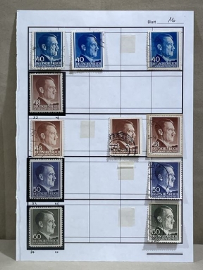 Original Nazi Era German Postage Stamp Set, General Government Hitler Head