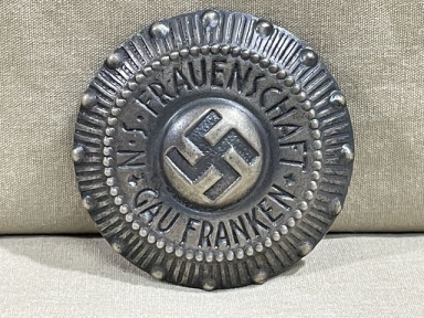 Original Nazi Era German Stamped Metal Tinnie, NS Frauenschaft Gau Franken