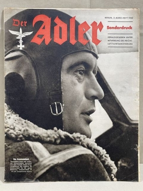 Original WWII German Luftwaffe Magazine Der Adler, March 1942