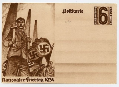 Original 1934 German Commemorative Postcard, National Holiday