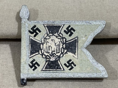 Original Nazi Era German Hand-Painted Wooden Flag Pin, Fahr-u. Kraftfahr Einheiten
