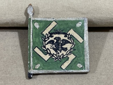 Original Nazi Era German Hand-Painted Wooden Flag Pin, Luftwaffe Rgt General Gring