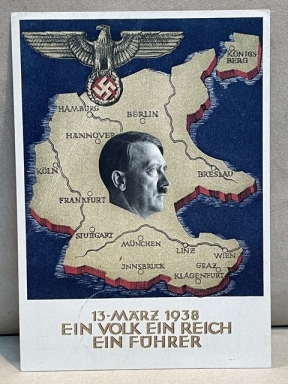 Original 1938 German Postcard, One People One Reich One Leader