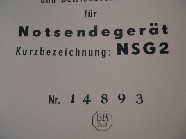 REPRINT - German 1941 Dated Luftwaffe Pilot's Emergency Transmitter NSG 2 Manual