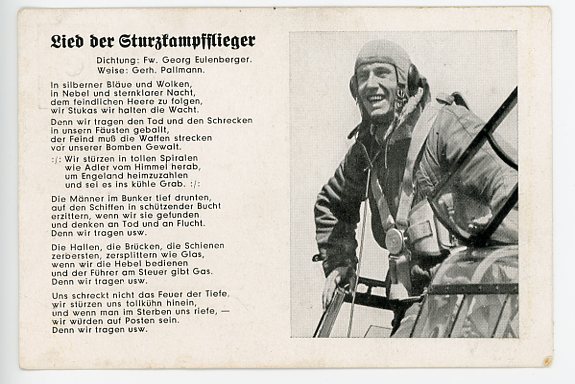 Original WWII German Song Postcard, Lied der Sturzkampfflieger