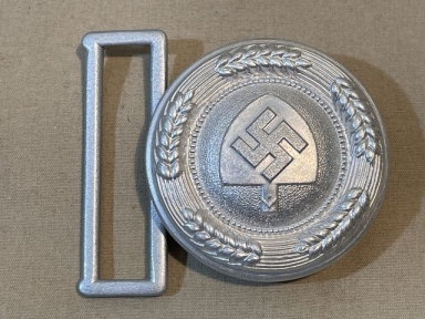 Original 1938 German Aluminum RAD Officer's Belt Buckle, Maker Marked & Dated