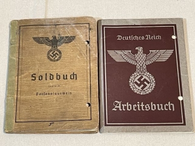 Original WWII German Soldbuch and Arbeitsbuch to Same Soldier, PANZER-SCHTZE