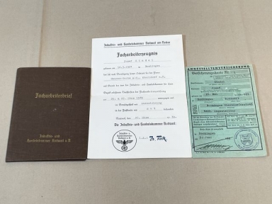 Original Pre-WWII German Skilled Worker Documents Set, Facharbeiterbrief