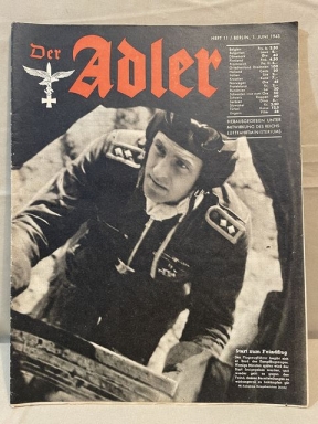 Original WWII German Luftwaffe Magazine Der Adler, June 1943