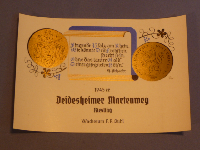 Original WWII German Wine Bottle Label, 1945