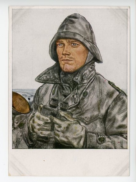 Original WWII German Our U-Boat Weapons Postcard, Watch Officer