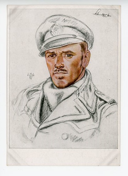 Original WWII German Personality Postcard, U-Boat Kapitnleutnant Schiltze