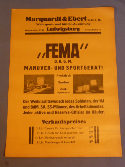 Original Pre-WWII German FEMA Advertisement Poster