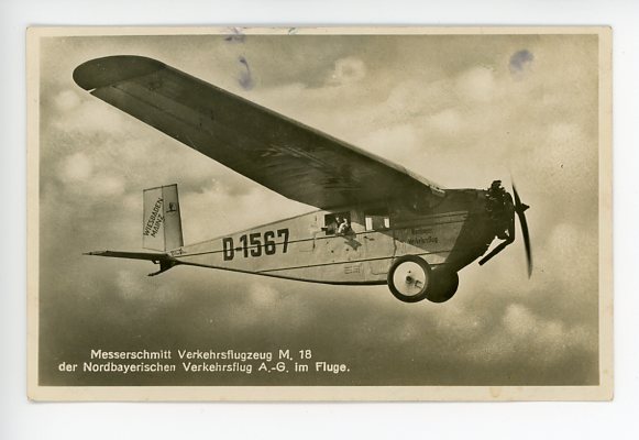 Original Pre-WWII German Luftwaffe Postcard, Messerschmitt M. 18