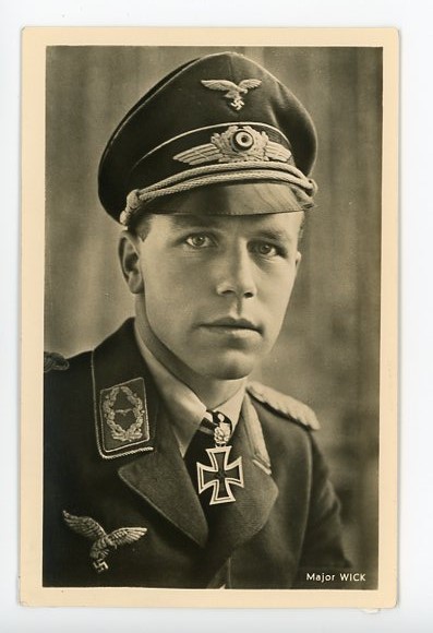 Original WWII German LW Personality Postcard, Major Wick