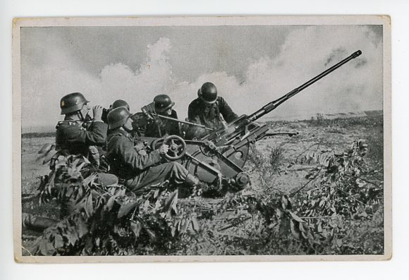 Original Pre-WWII German Military Themed Postcard, LW 2cm FLAK