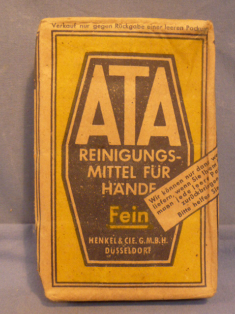 Original WWII German ATA Brand Washing Soap, R.Pfg. Priced!