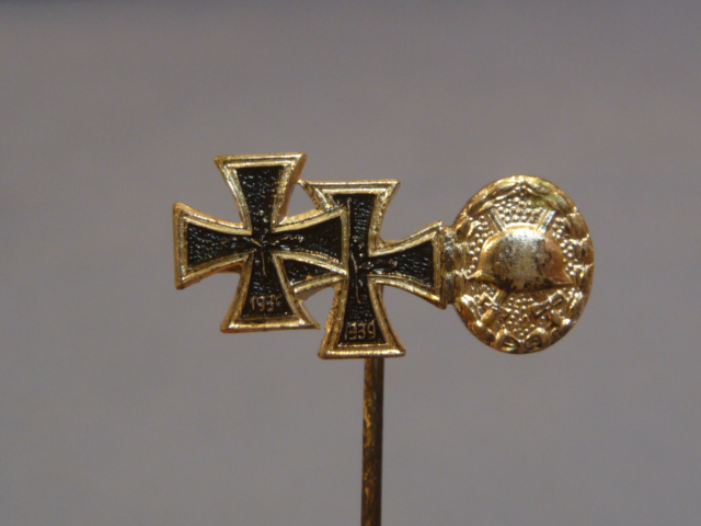 POSTWAR German Iron Crosses 1st & 2nd Class w/Silver Wound Badge Miniature, 9mm
