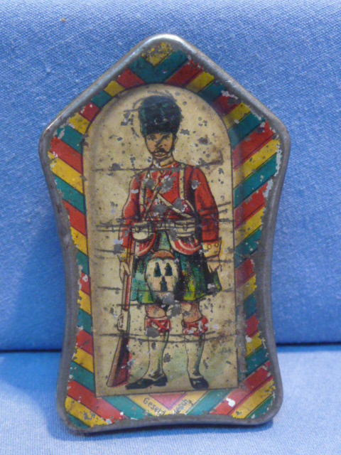 Original WWI German Small Metal Box w/WWI Scottish Soldier
