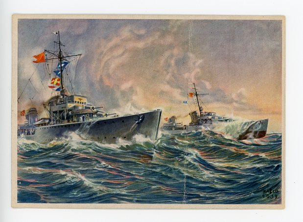 Original WWII German Military Themed Postcard, Kriegsmarine