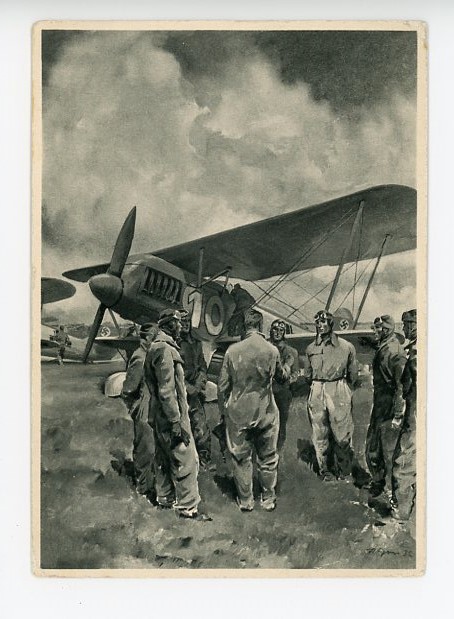 Original WWII German Military Themed Feld-Postkarte Postcard, DER STAFFELKAPIT�N