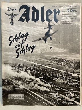 Original WWII German Luftwaffe Magazine Der Adler, September 1940