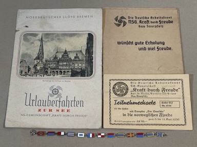 Original 1936 German DAF Strength Through Joy Documents and Bracelet Set