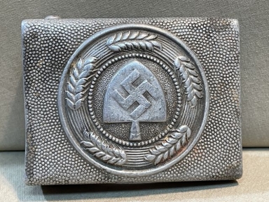 Original 1939 German Aluminum RAD Belt Buckle, Maker Marked & Dated