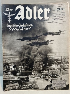 Original WWII German Luftwaffe Magazine Der Adler, December 1940