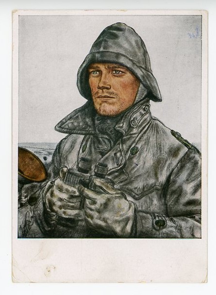 Original WWII German Our U-Boat Weapons Postcard, Watch Officer