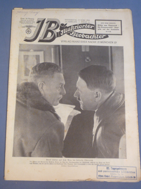 Original 1938 German Magazine, Illustrierter Beobachter, HITLER