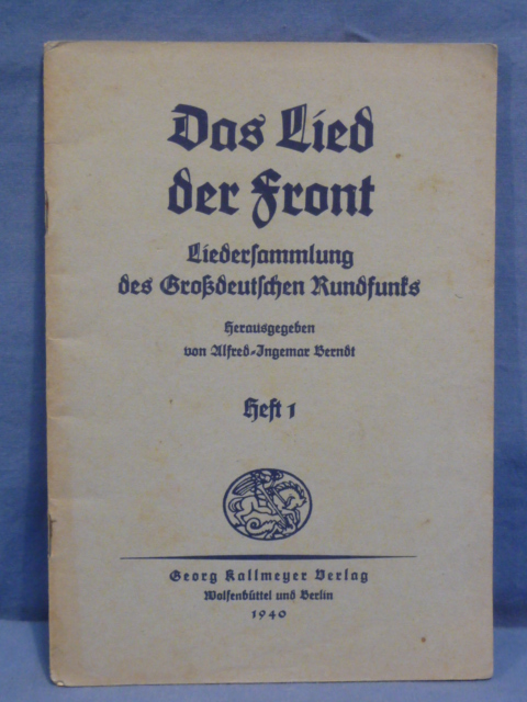 Original WWII German Soldiers Song Book, Das Lied der Front
