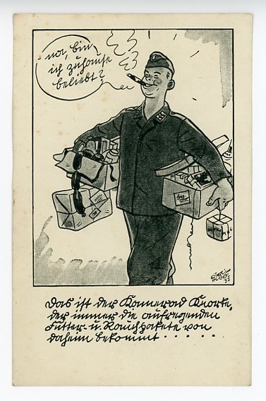 Original WWII German Military Themed Humorous Postcard