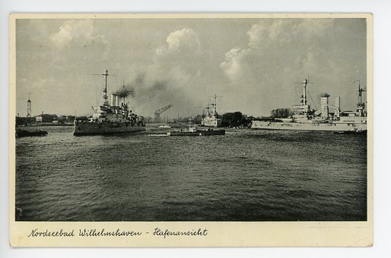 Original WWII German FELDPOST Postcard, North Sea Port