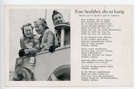 Original WWII German Military Song Postcard, Eine Seefahrt die ist lustig