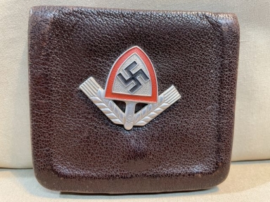 Original Nazi Era German Leather Wallet with RAD Cap Badge