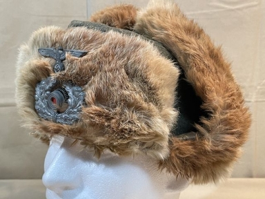 Original WWII German HEER Cold Weather Field Cap, Rabbit Fur