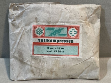 Original WWII German Medical Kit Packet of Gauze Compresses, Mullkompressen