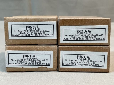 Original WWII German Cardboard 8mm Ammunition Boxes, Set of 4