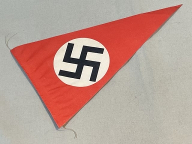 Original Nazi Era German NSDAP Rally Pennant-Shaped Swastika Flag