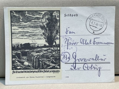 Original WWII German FELDPOST Postcard, July 7th 1944