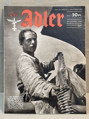 Original WWII German Luftwaffe Magazine Der Adler, September 1942