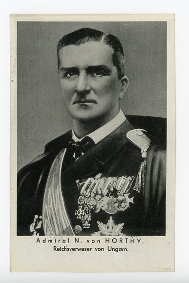 Original 1938 German Commemorative Postcard, Admiral N. von Horthy