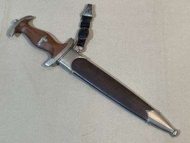 Original Nazi Era German SA M33 EM Dagger with Scabbard and Hanger, RZM 1941 Marked