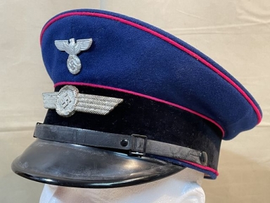 Original WWII German Luftwaffe Airport Fire Brigade EM/NCO's Visor Cap