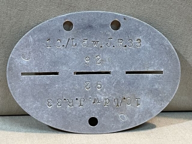 Original WWII German ID Tag (Erkennungsmarke), 10./Ldw. I. R. 33