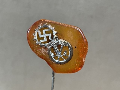 Original Nazi Era German DAF Lapel Stick Pin, AMBER